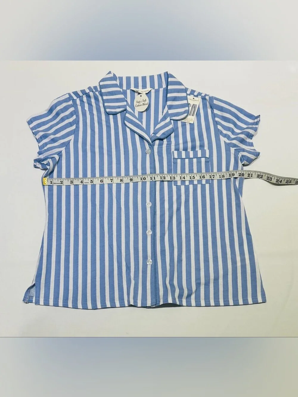 NWT Laura Ashley Blue & White Striped Three-Piece Pajama Set